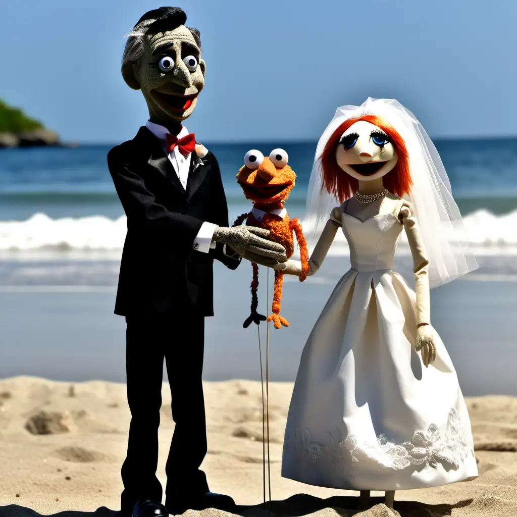 Mr Rogers Beach Wedding with His Puppet Bride A Beautiful Ceremony Captured in AI Art
