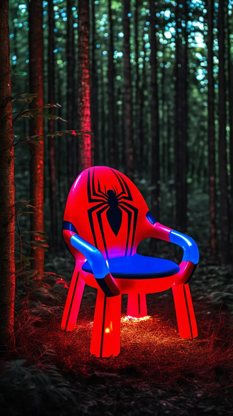 Led Light Up Chair in the Shape of Spiderman in the Forest