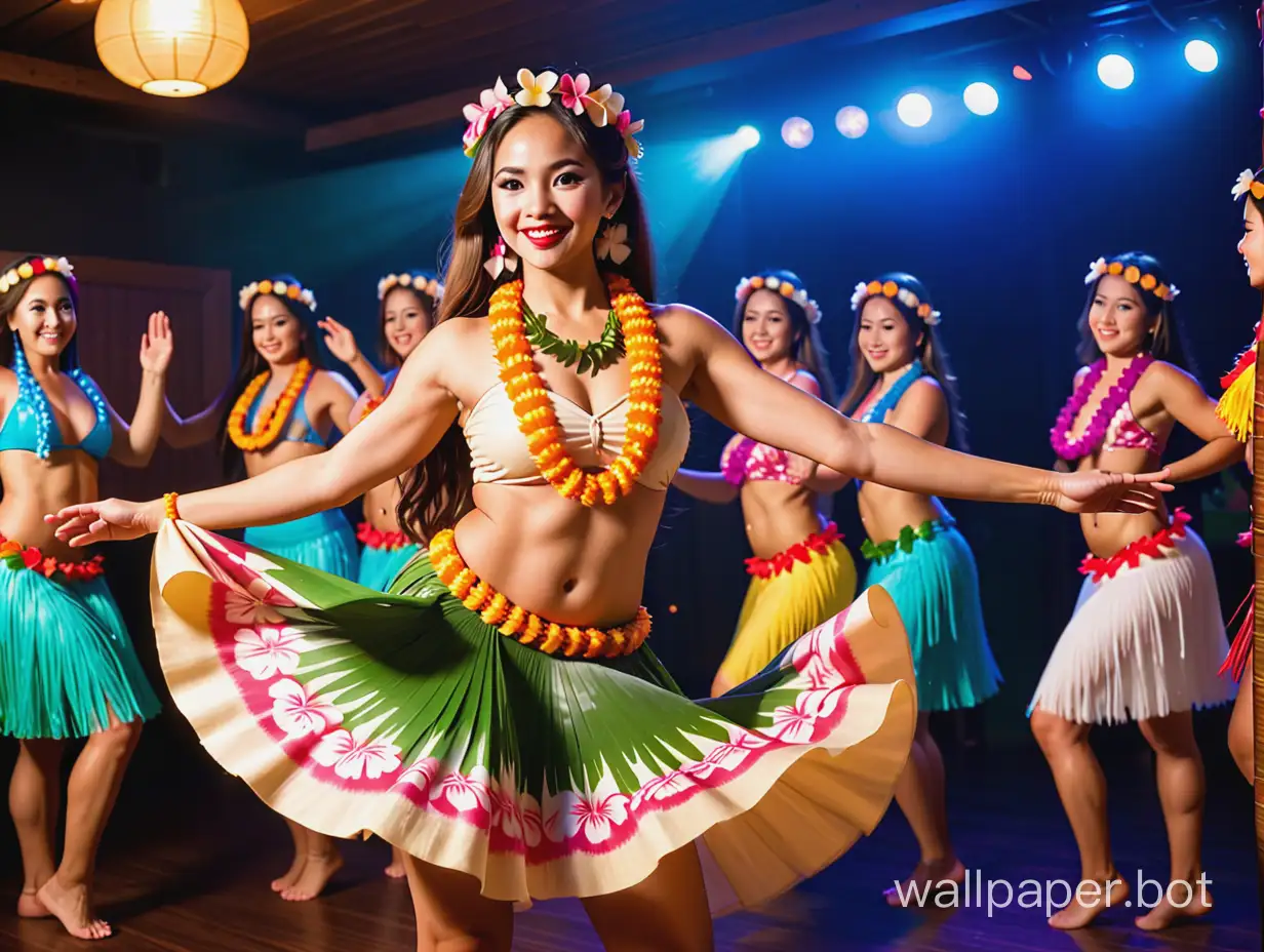 Hawaiian hula dancer performing in a night club.