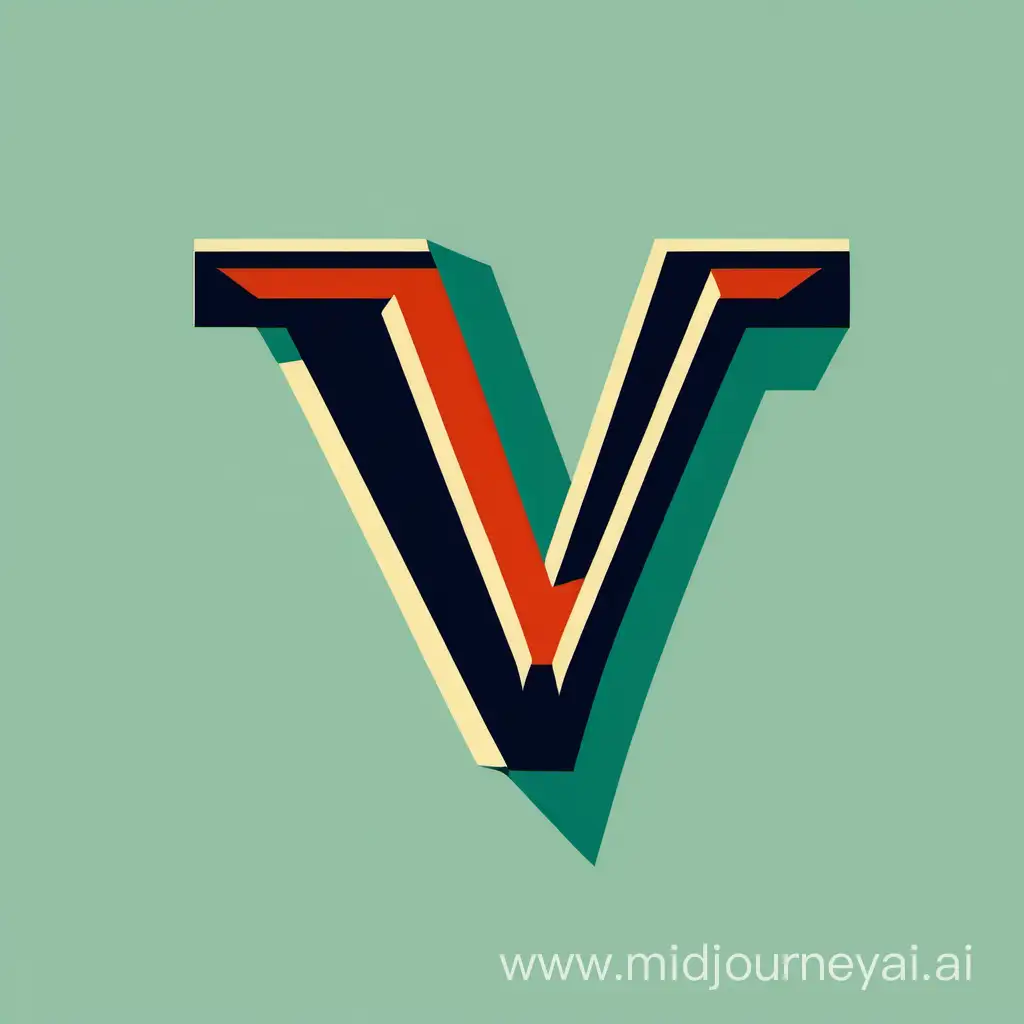 A simple 50s style graphic using the letter V and 3 different colors 
