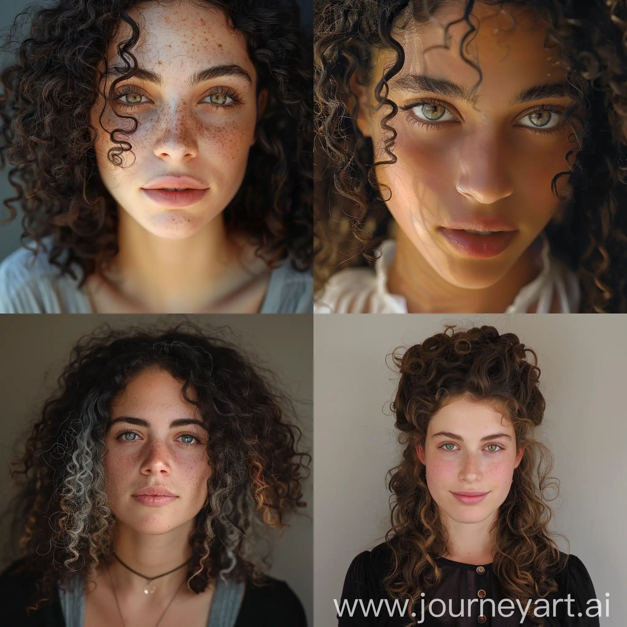 One jewish race young women with curly hair