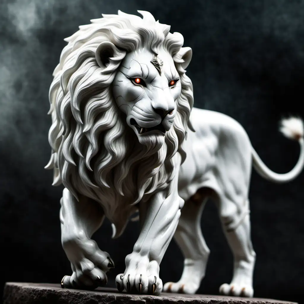white lion ready for battle