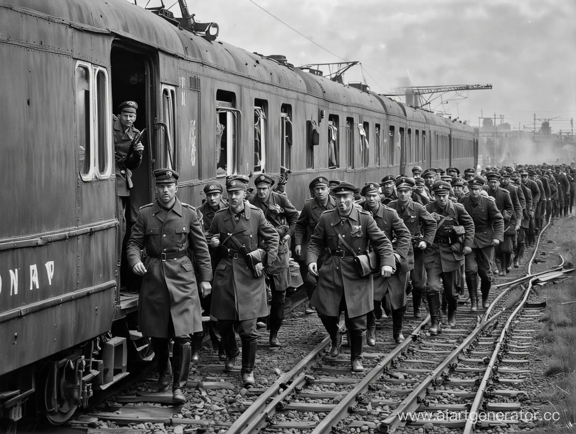 Спецназ НКВД в 30-е годы штурмует электричку