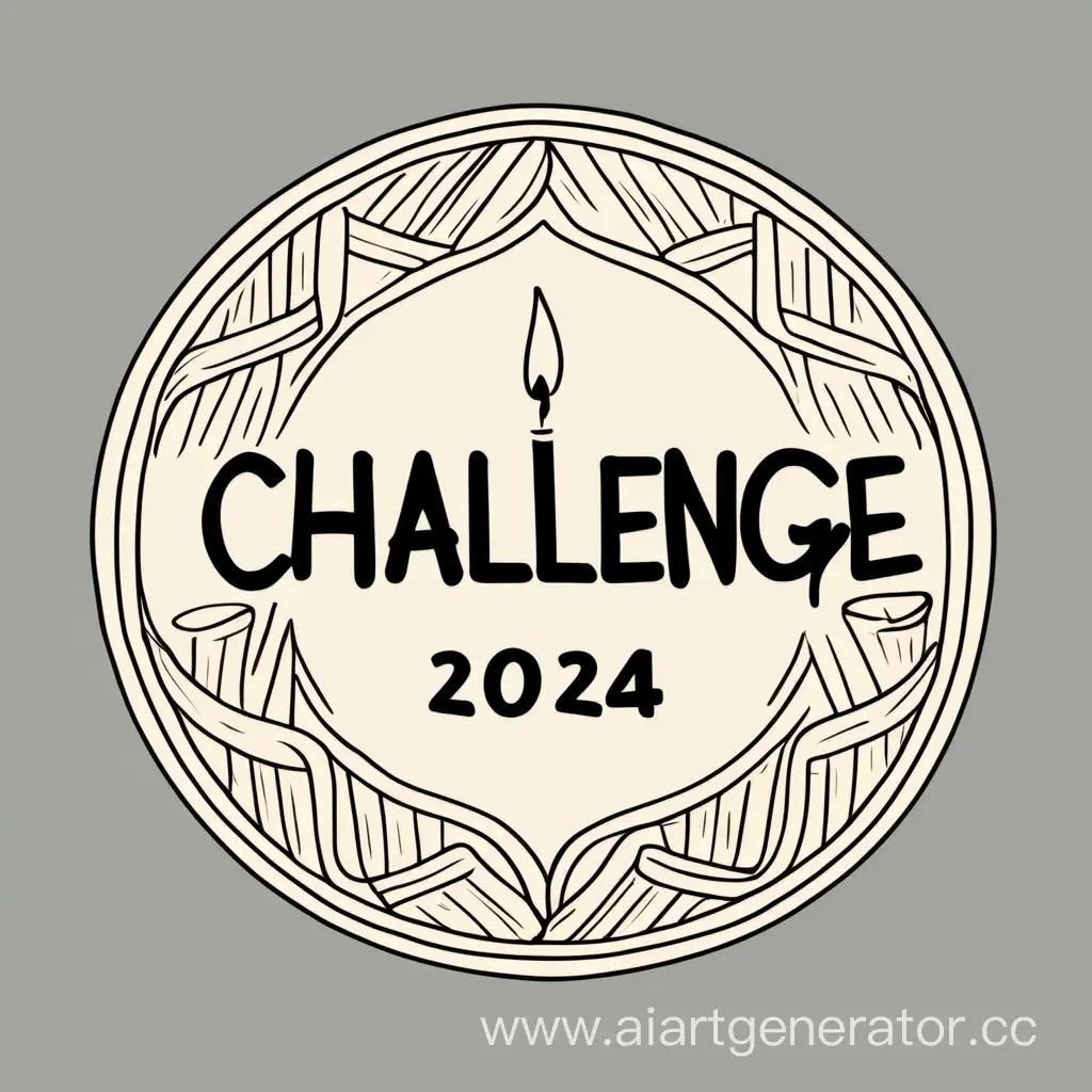 Нарисуй круглый шеврон, по середине стояла свечка и сверху было написано Вызов - 2024