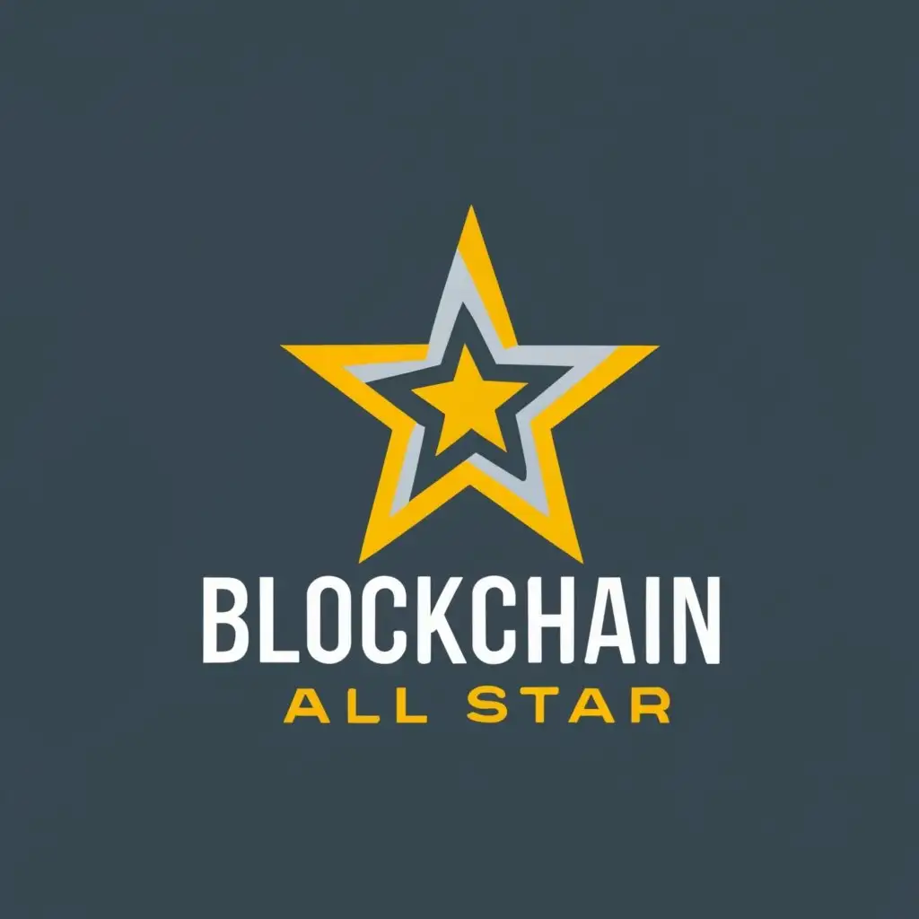 logo, Star, with the text "BLOCKCHAIN ALL STAR", typography, be used in Technology industry