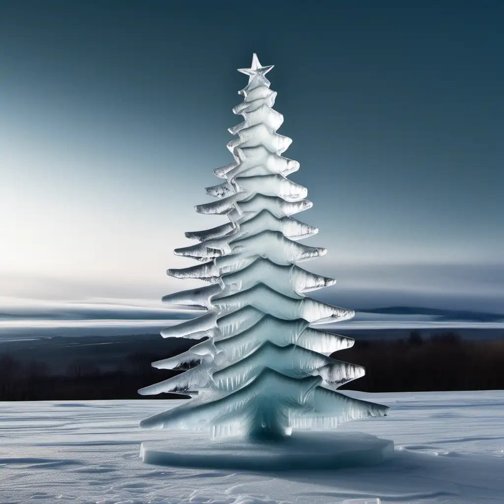 Glistening Ice Sculpture Festive Christmas Tree Art