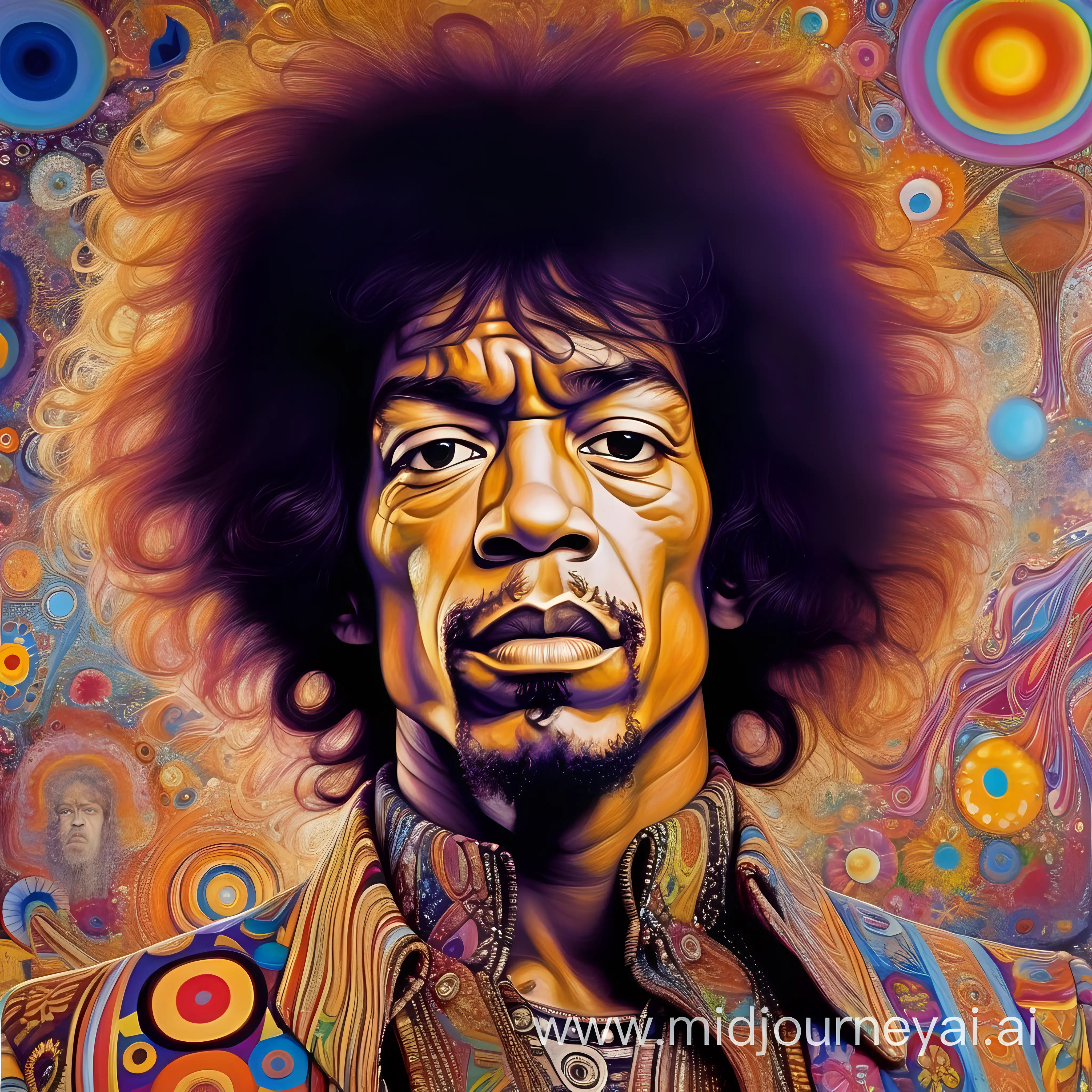 Psychedelic Fusion Gustav Klimt Meets Jackson Pollock in a Trippy Hippie Jimi Hendrix Experience