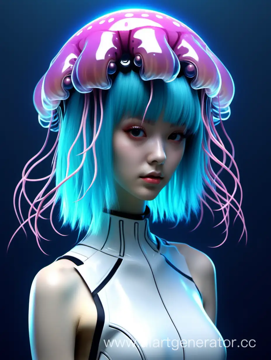 Futuristic-Jellyfish-Girl-with-CyberInspired-Hairstyle-in-Virtual-Reality-World