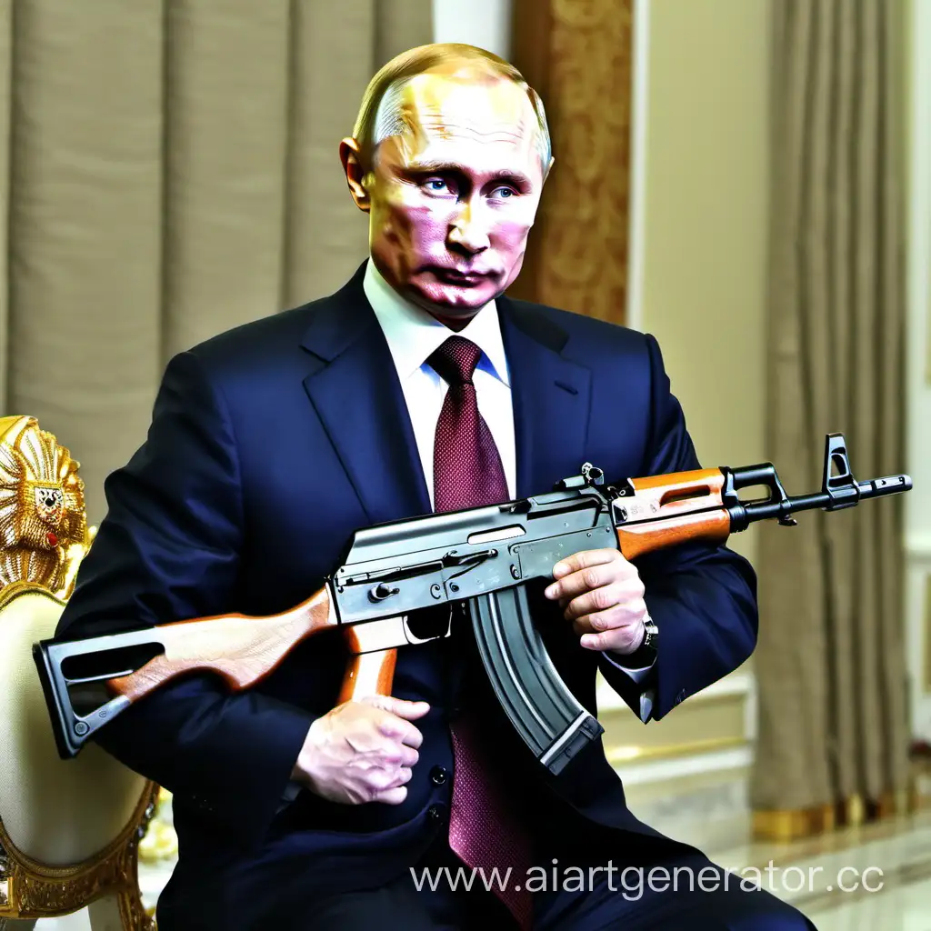 Putin-wielding-an-AK47-with-determination