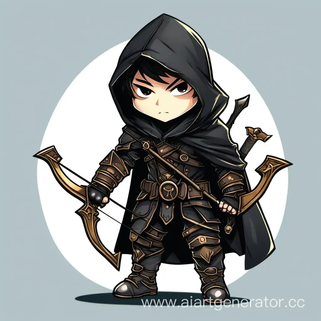 Chibi-Style-Warrior-with-Crossbow-in-Black-Cloak-Against-White-Background