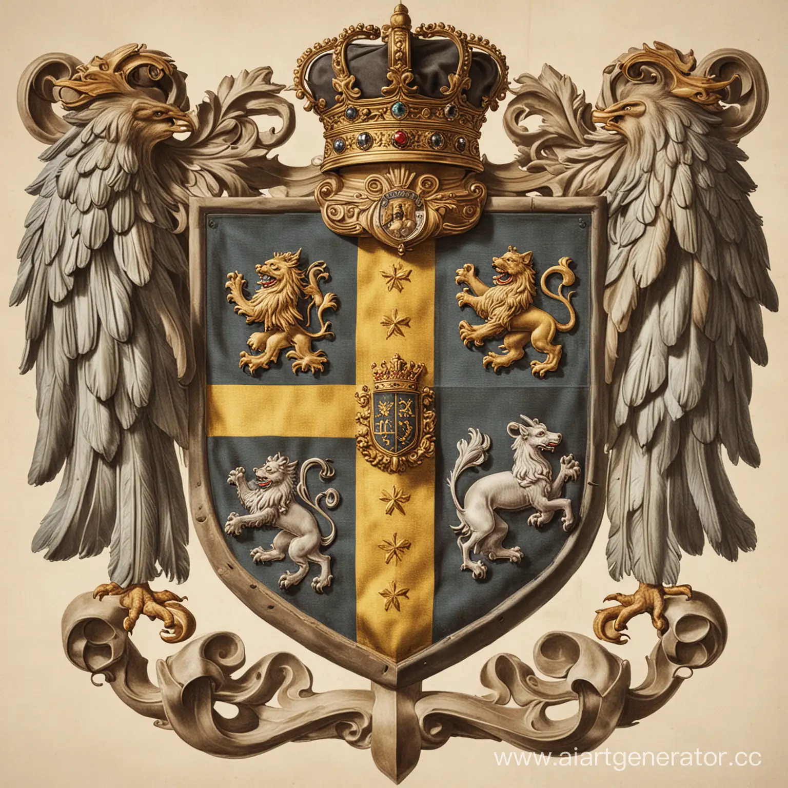 Historic-Trading-Guilds-Coat-of-Arms-with-Gold-Coins-and-Scales
