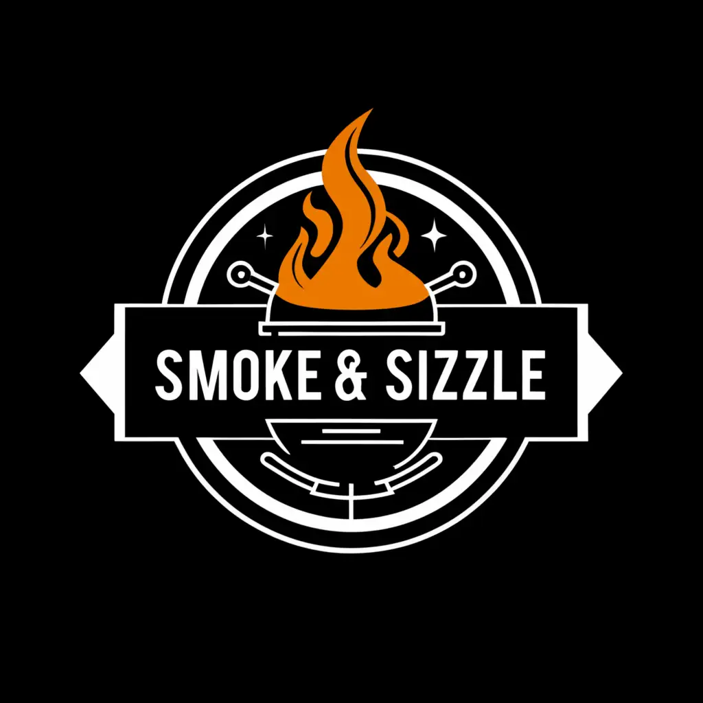 LOGO-Design-For-Smoke-Sizzle-Classic-BBQ-Restaurant-Emblem-on-Clear-Background