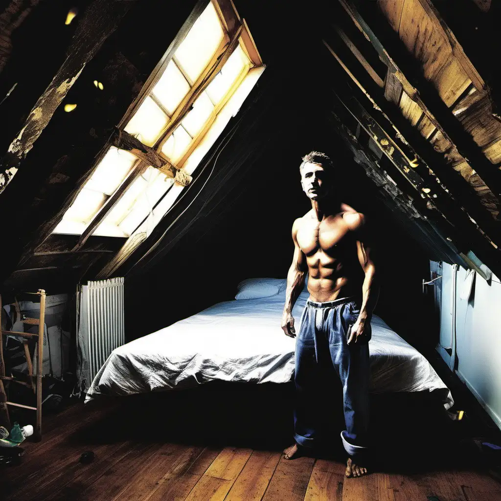 Vivid Dream Exploring Masculine Desires in a Colorful Attic