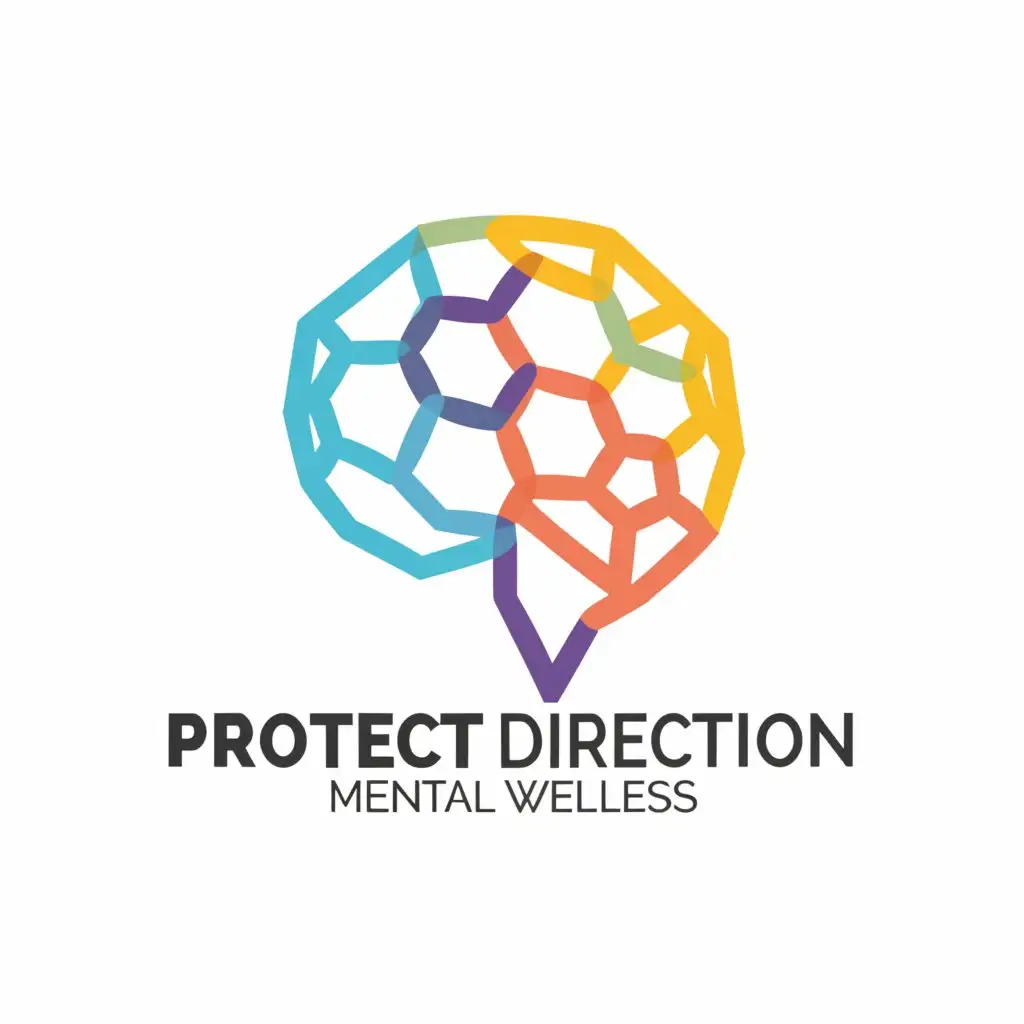 a logo design,with the text "protect direction", main symbol:cartoon of human mind,complex,clear background