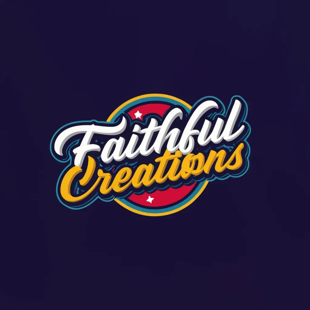 a logo design,with the text "FAITHFUL CREATIONS", main symbol:Pepsi style beverage bright colors,Moderate,clear background