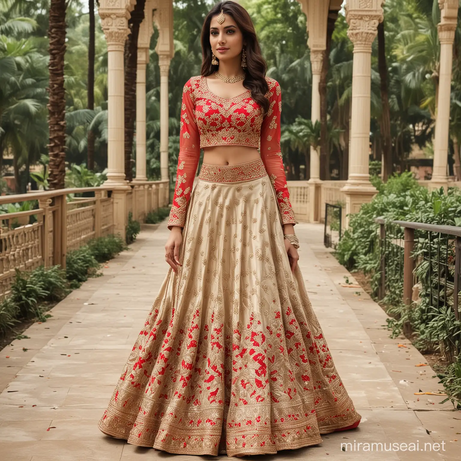 Indian lehenga skirts with western style blouse for brides