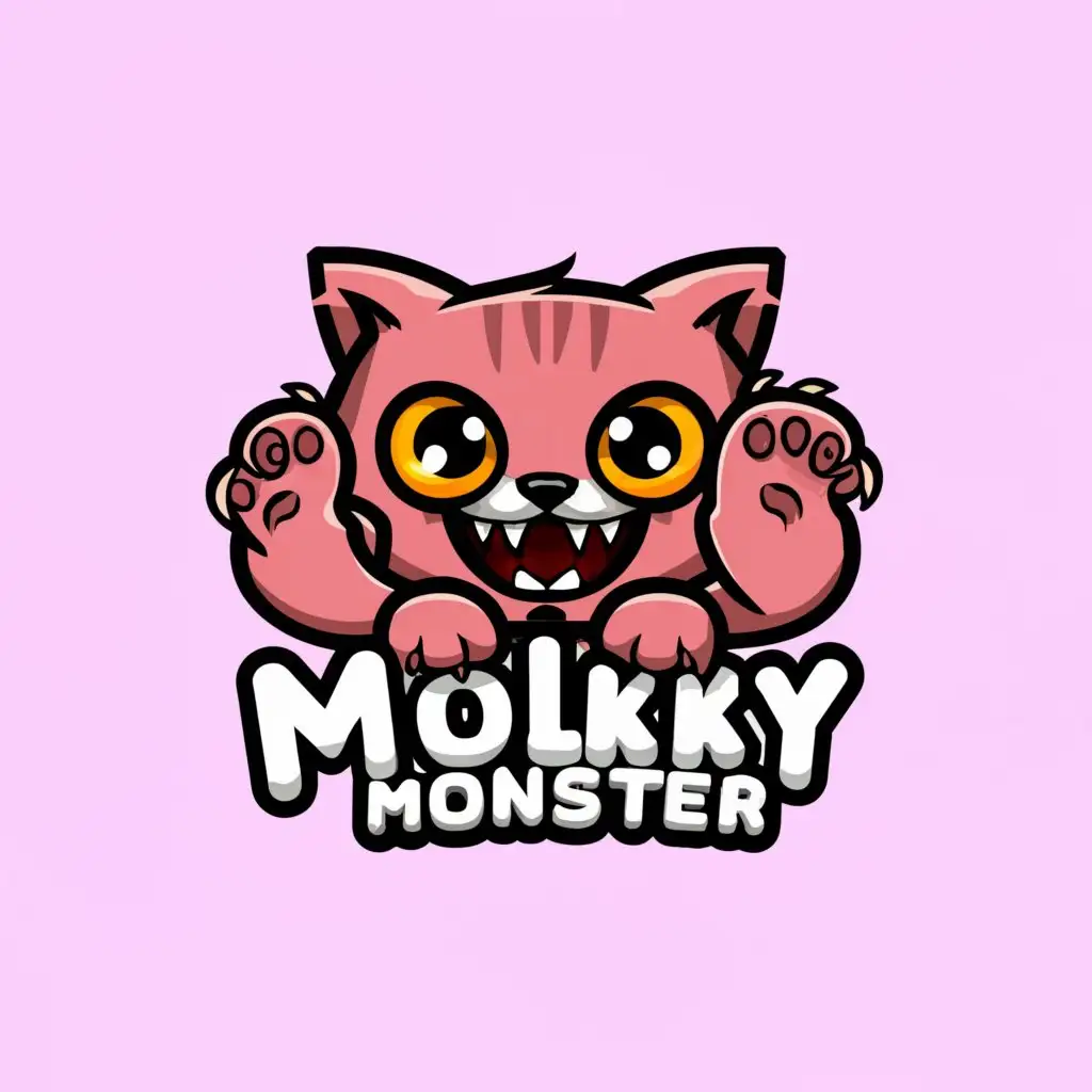 a logo design,with the text "Mölkky monster", main symbol:Kitten,Moderate,clear background