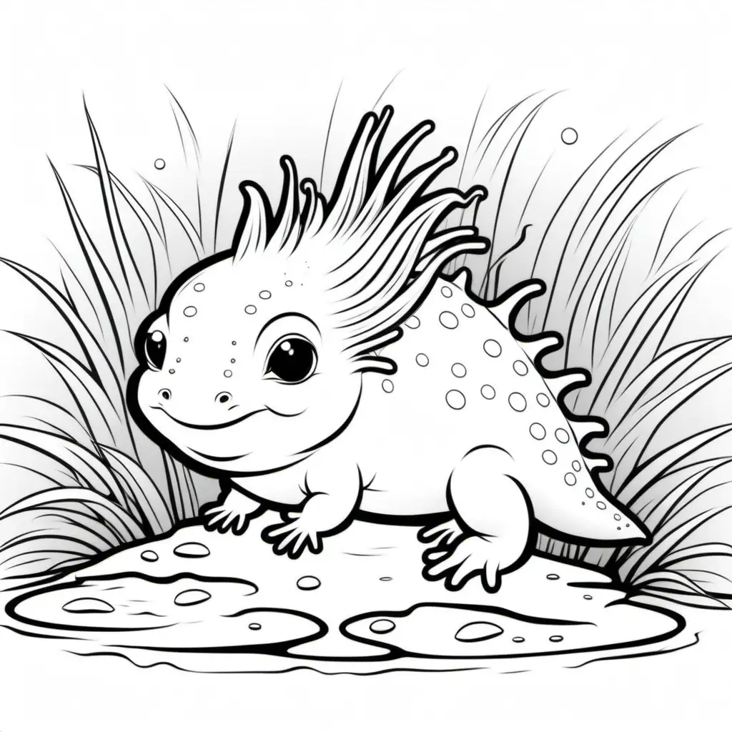 Australian Axolotl Cartoon Coloring Page for Kids