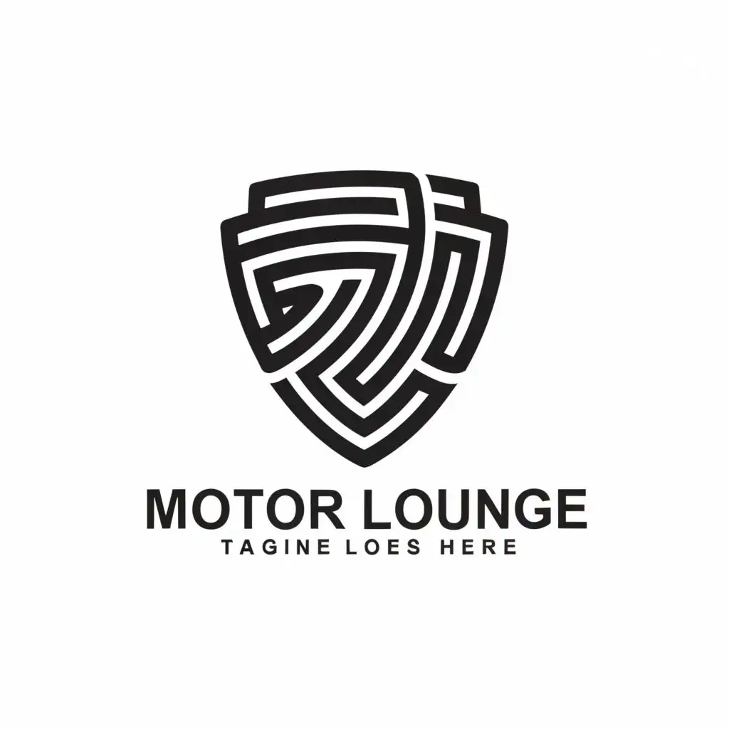 a logo design,with the text "Motor Lounge", main symbol:Shield, Abstract Lines,Minimalistic,be used in Automotive industry,clear background