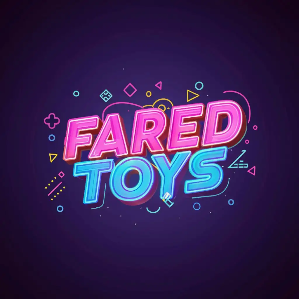 logo, Farid Store, with the text "FARED TOYS", typography