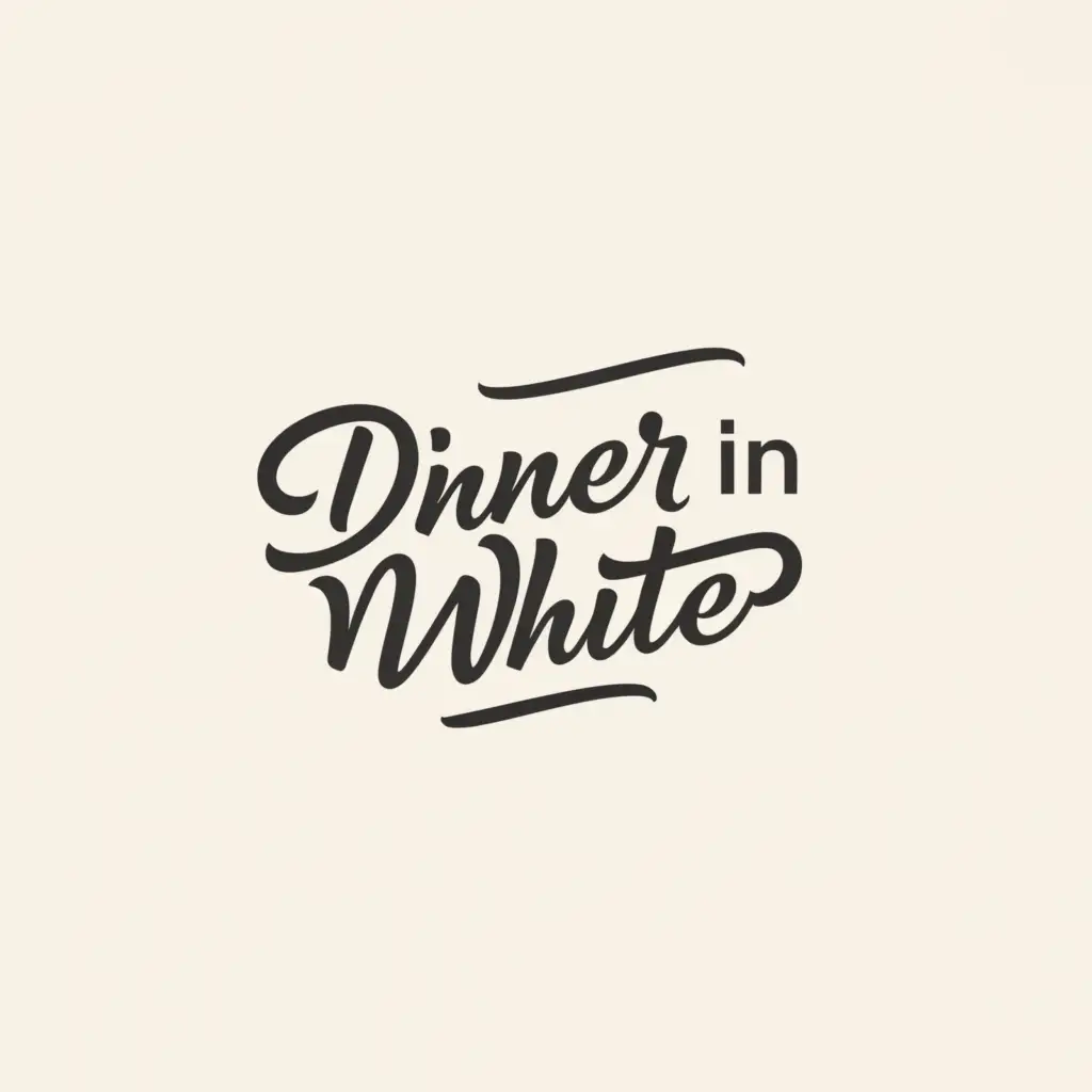 a logo design,with the text "Dinner in White", main symbol:Text logo,Minimalistic,be used in Entertainment industry,clear background