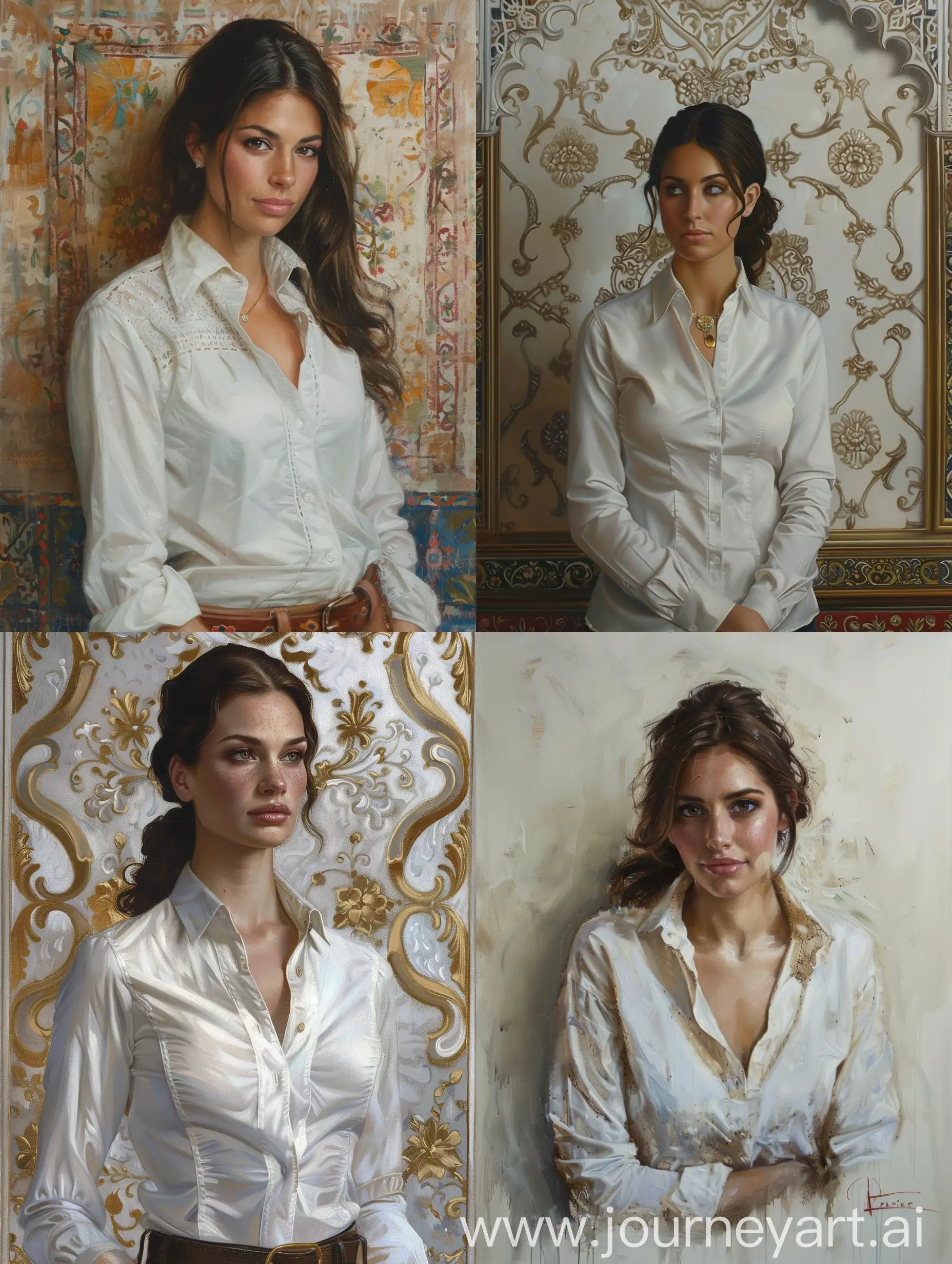 Realistic-Portrait-Oil-Painting-of-a-Woman-in-White-Shirt