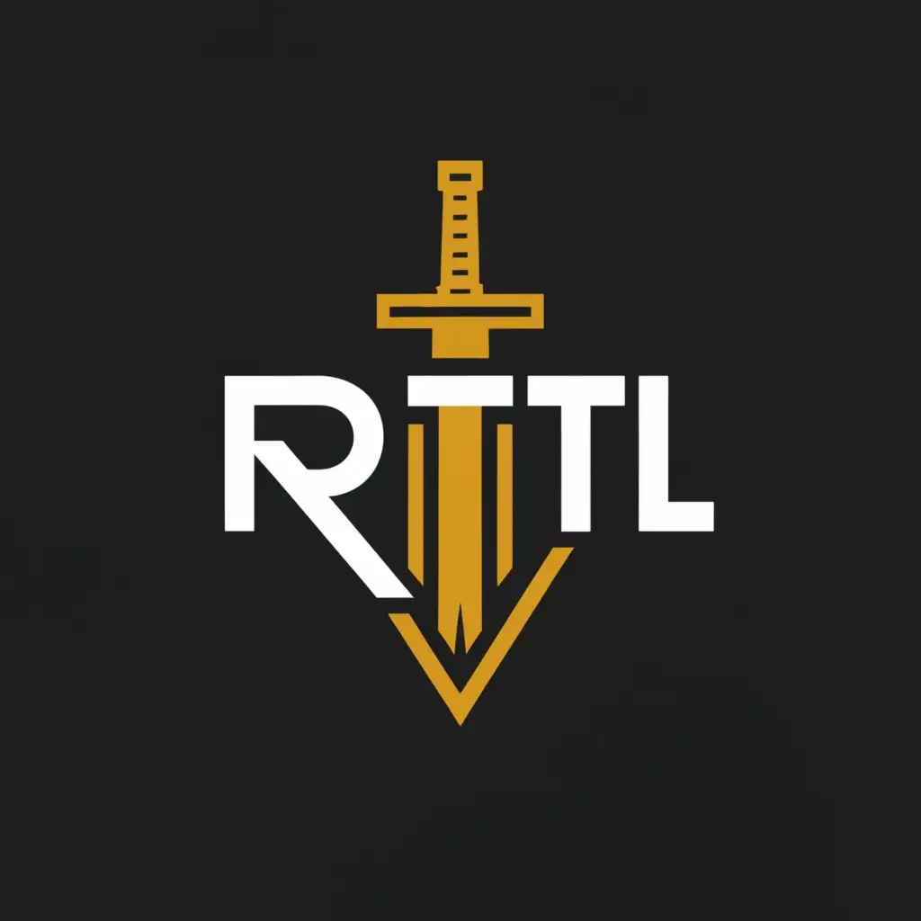 a logo design,with the text "Rrtl", main symbol:Sword,Moderate,be used in Sports Fitness industry,clear background