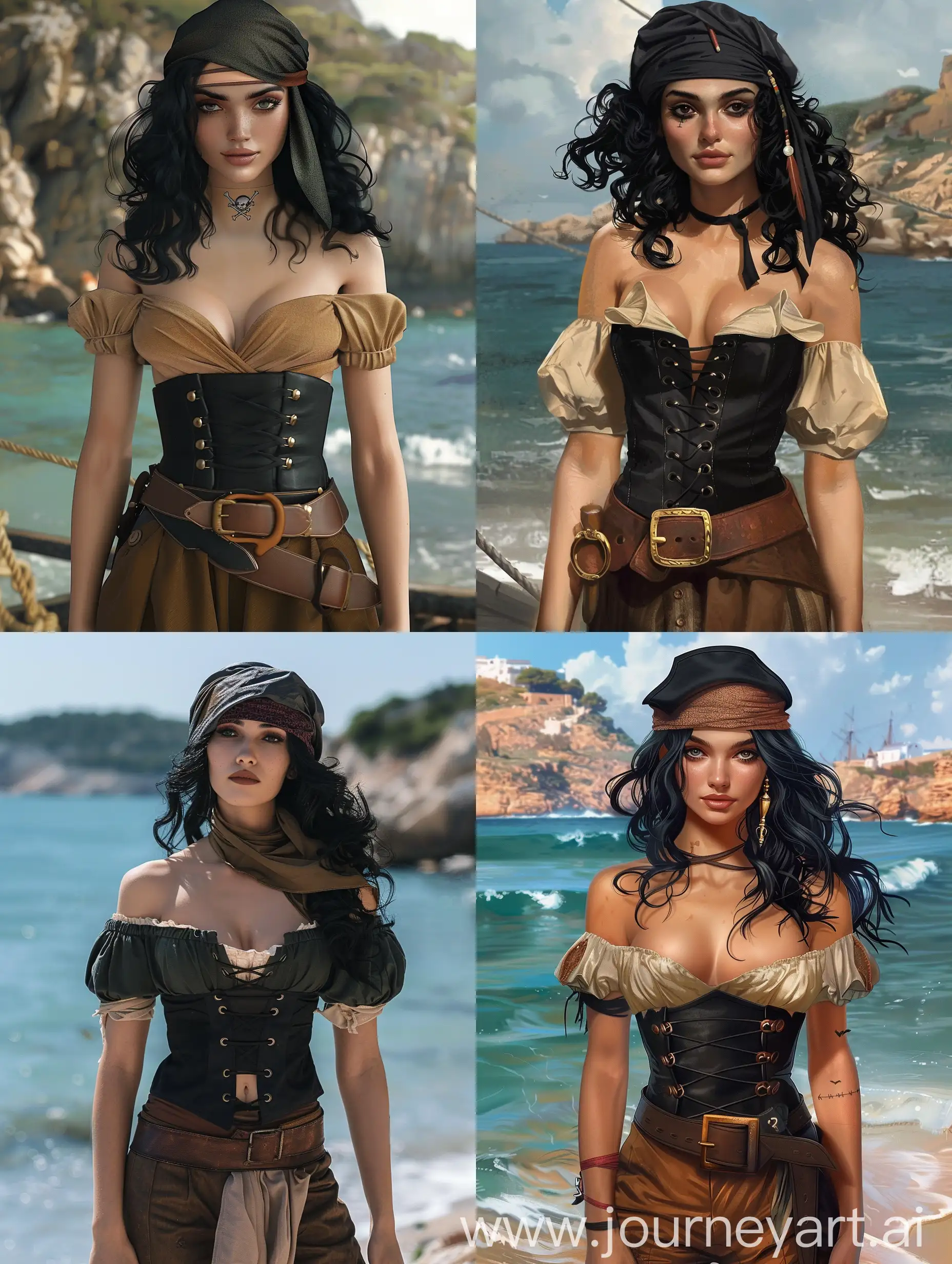 Female-Pirate-with-Black-Hair-by-the-Sea