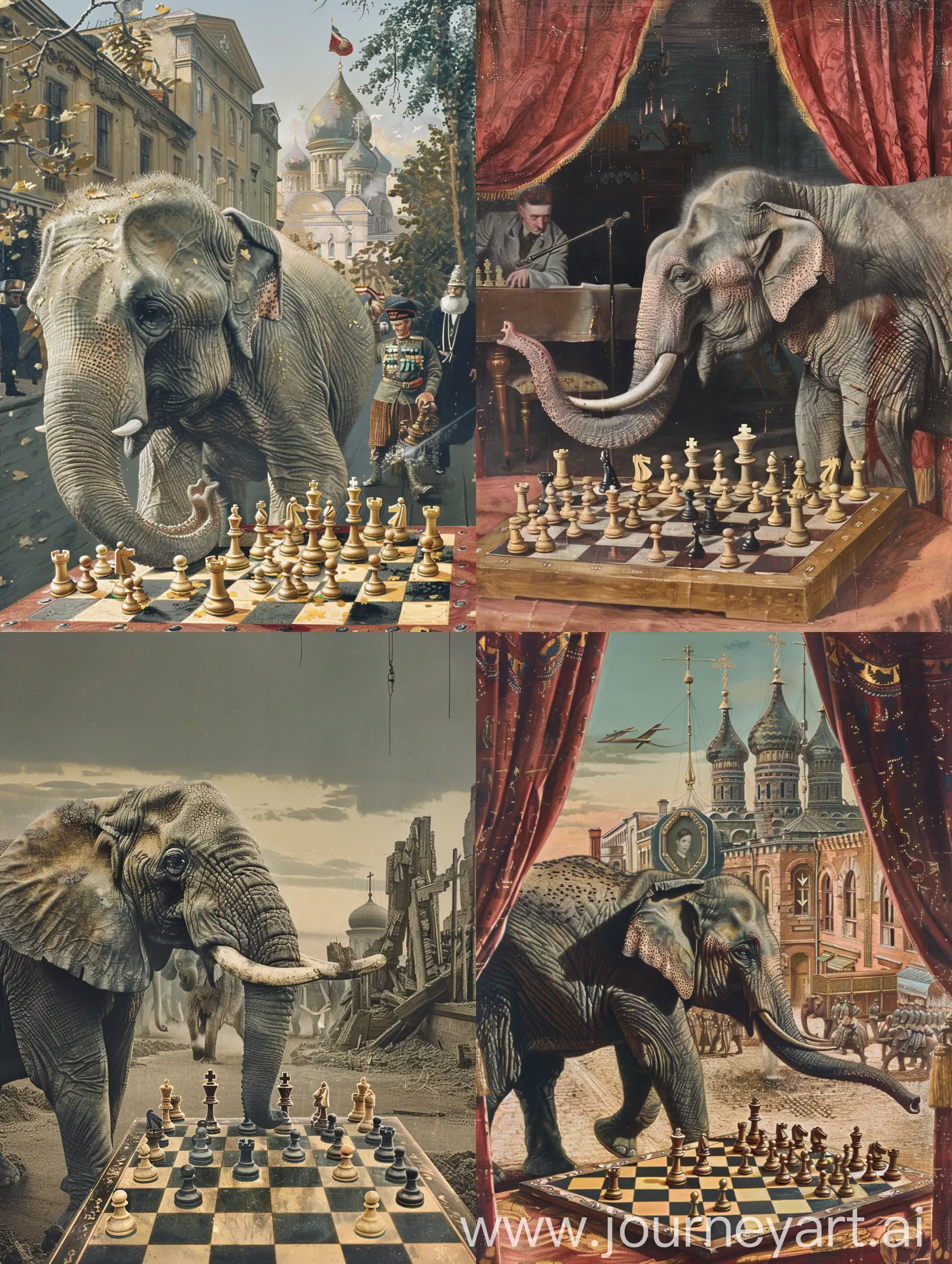 Elephant-Playing-Chess-at-War-with-Mayakovsky-Serenading-in-the-Background