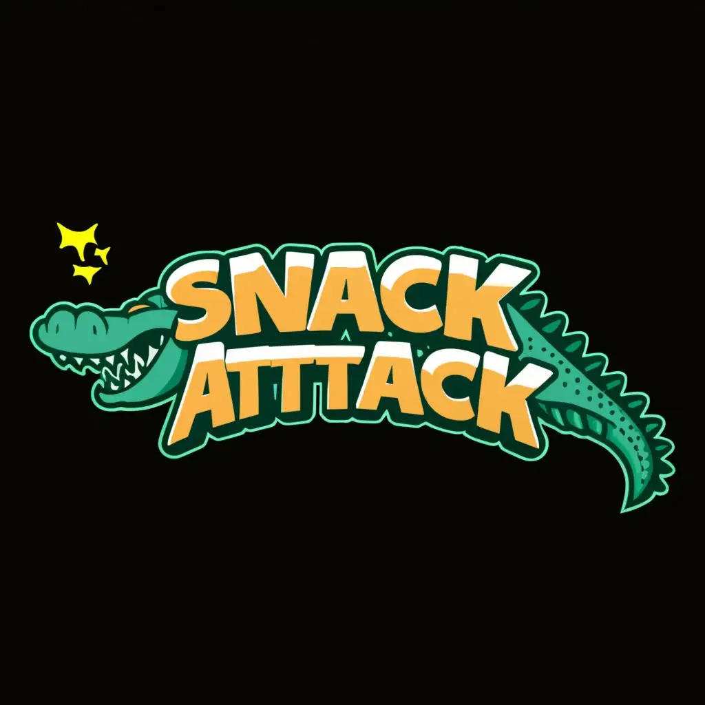 a logo design,with the text "SNACK ATTACK", main symbol:CROCODILE,Moderate,clear background