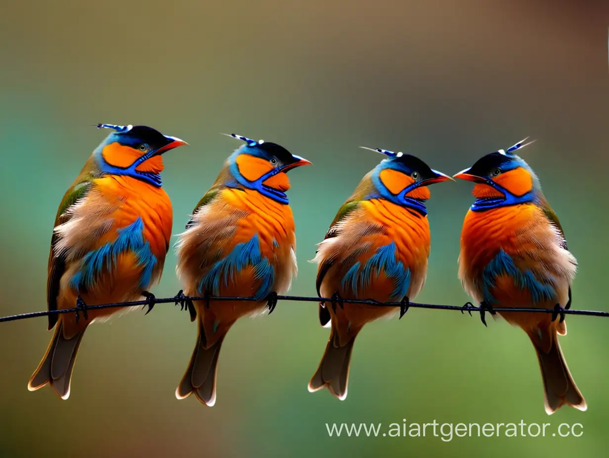 Vibrant-Quartet-of-Birds-in-Nature