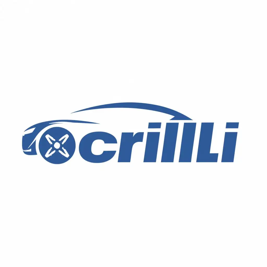 logo, car renting blue grey, with the text "ecrilli", typography