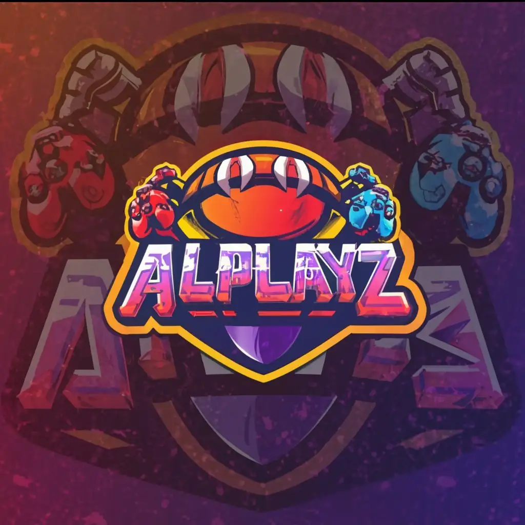 a logo design,with the text "AliPlayz", main symbol:Gaming Minecraft PS5 GTA Roblox Colorful Red orange purple Mix radiant color Cool looking Football,Moderate,be used in Entertainment industry,clear background