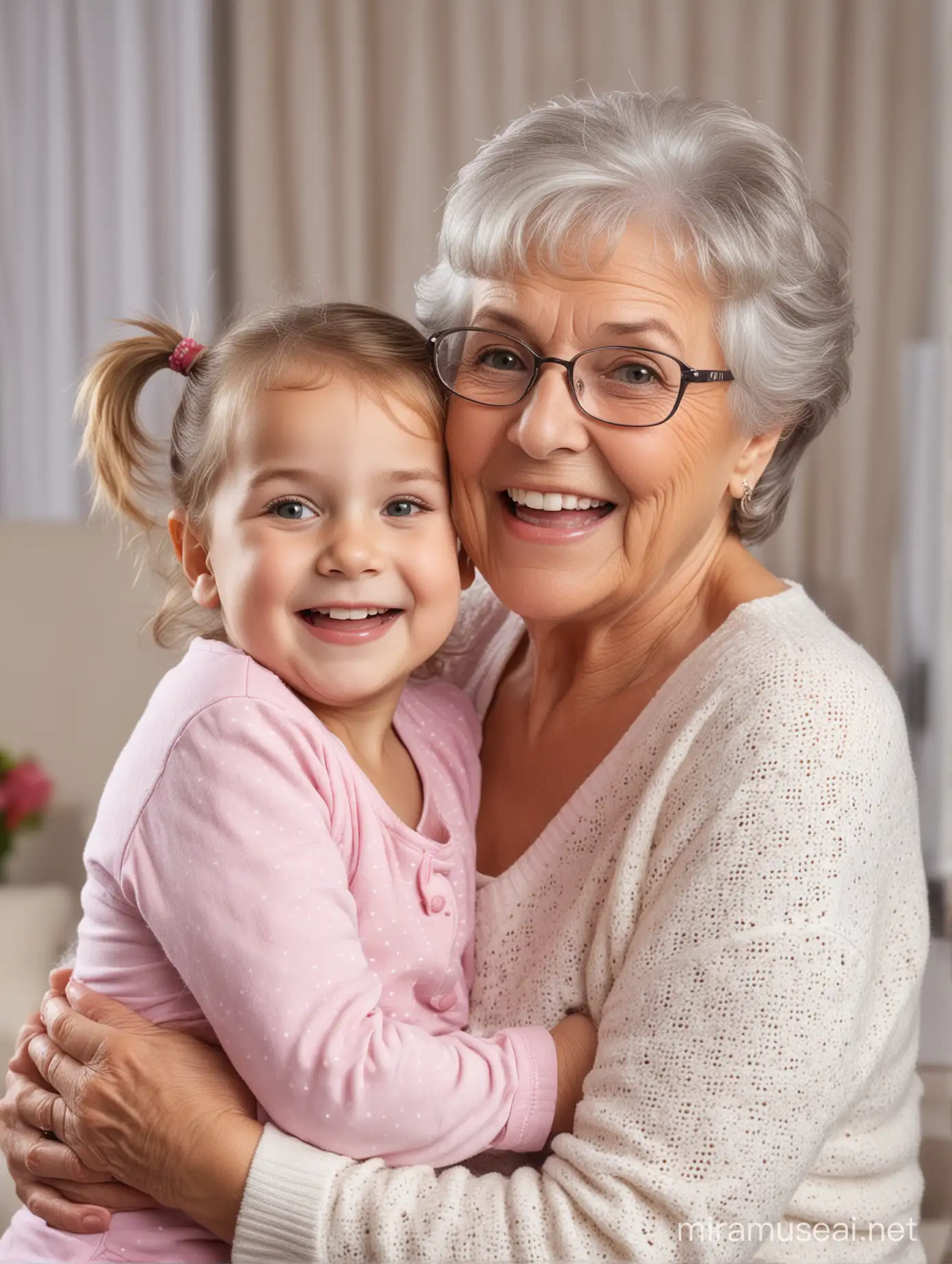 fun grandmother with her young grand daughter