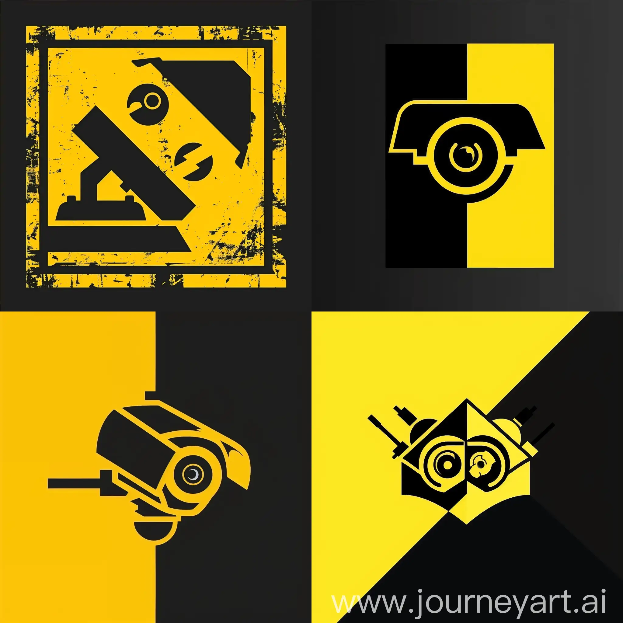 Security-Logo-with-Black-and-Yellow-Background-featuring-CCTV-Cameras-and-Electrical-Towers