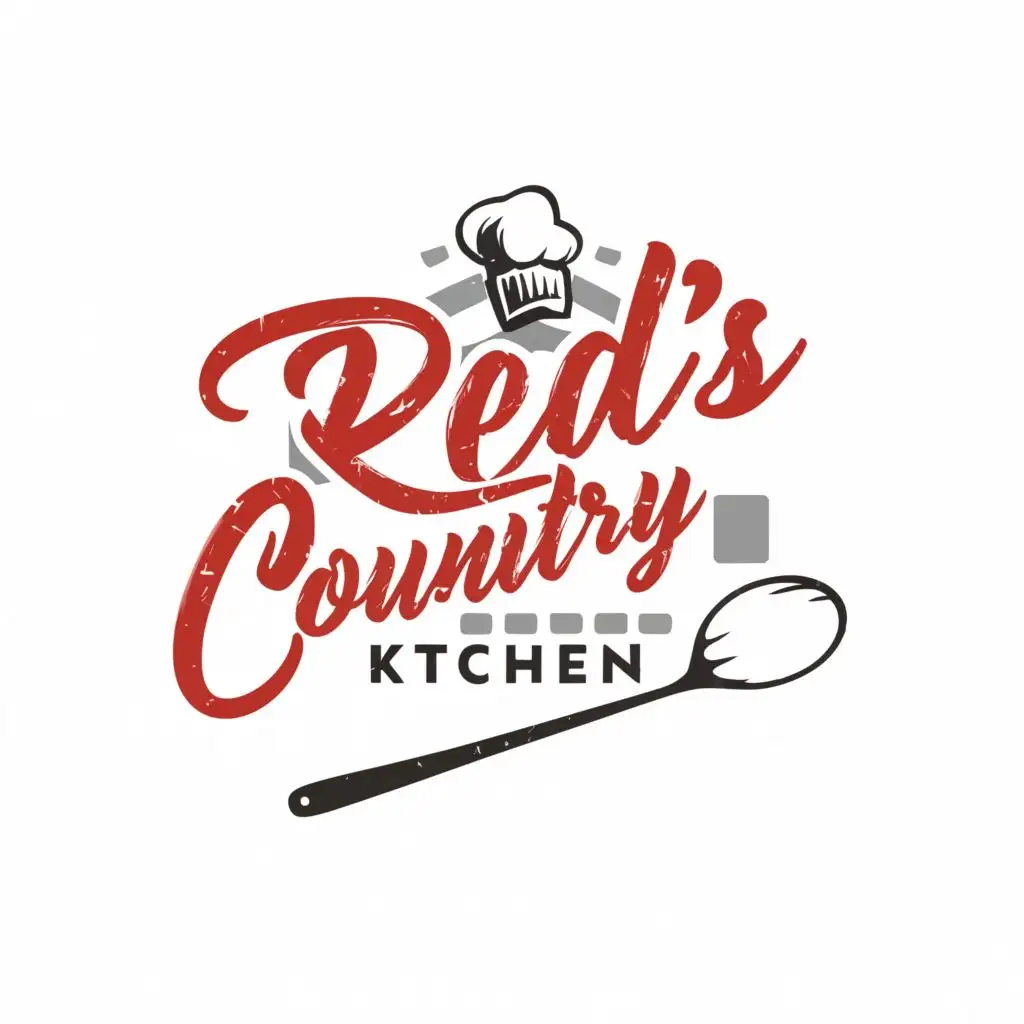 a logo design,with the text Red's Country Kitchen , main symbol:R C K,complex,be used in Restaurant industry,Black background
