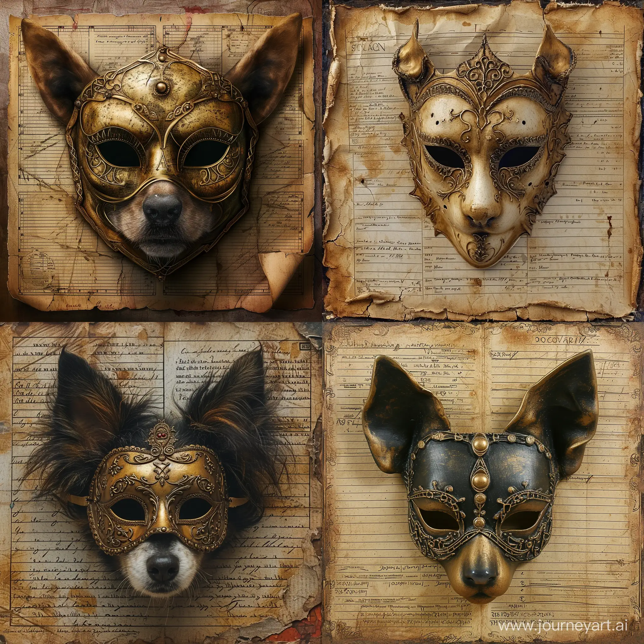 Venetian-Masked-Dog-on-Ledger-Page