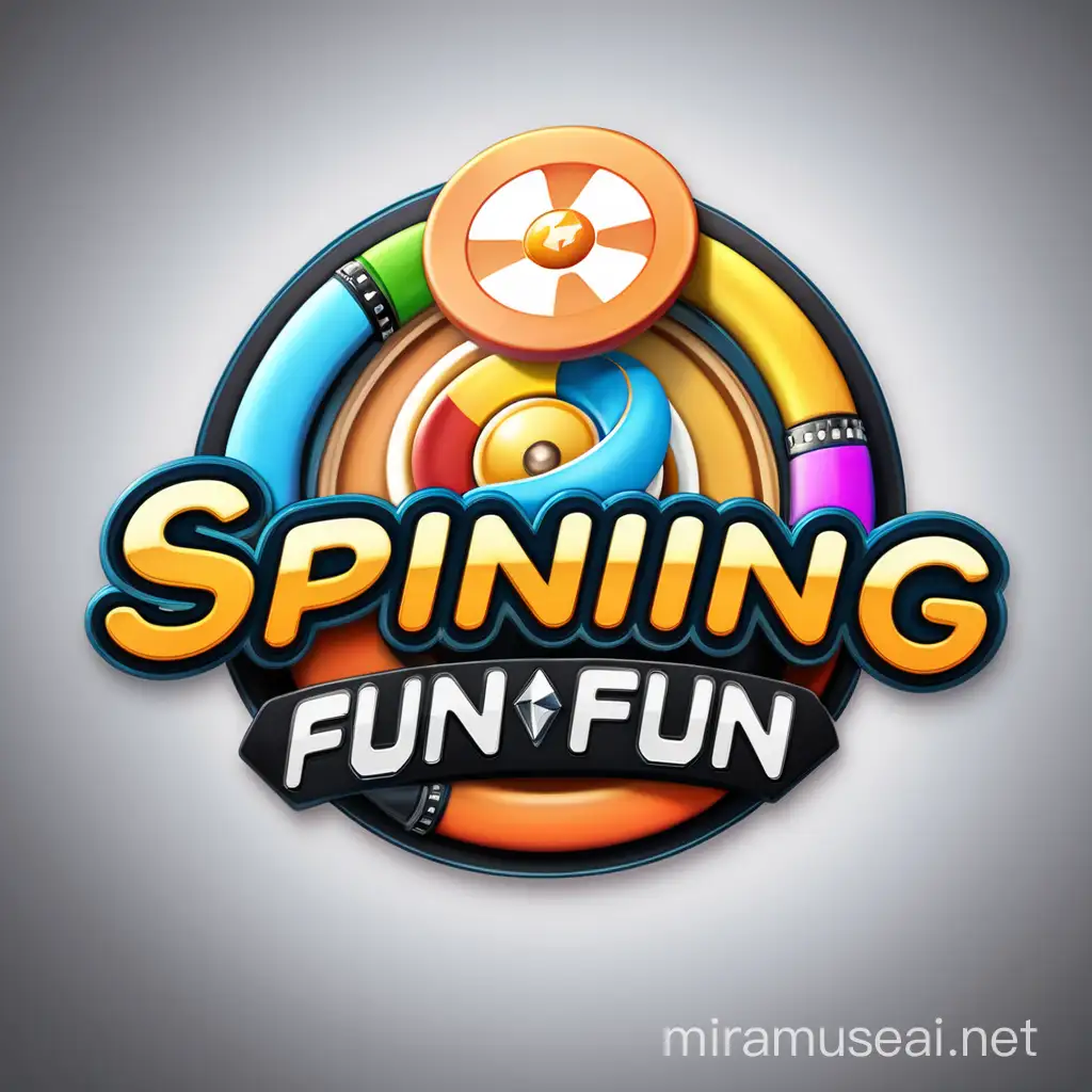 "Design a dynamic 3D logo for "Spinning Fun" that reflects the thrill of gaming and the allure of a premium.