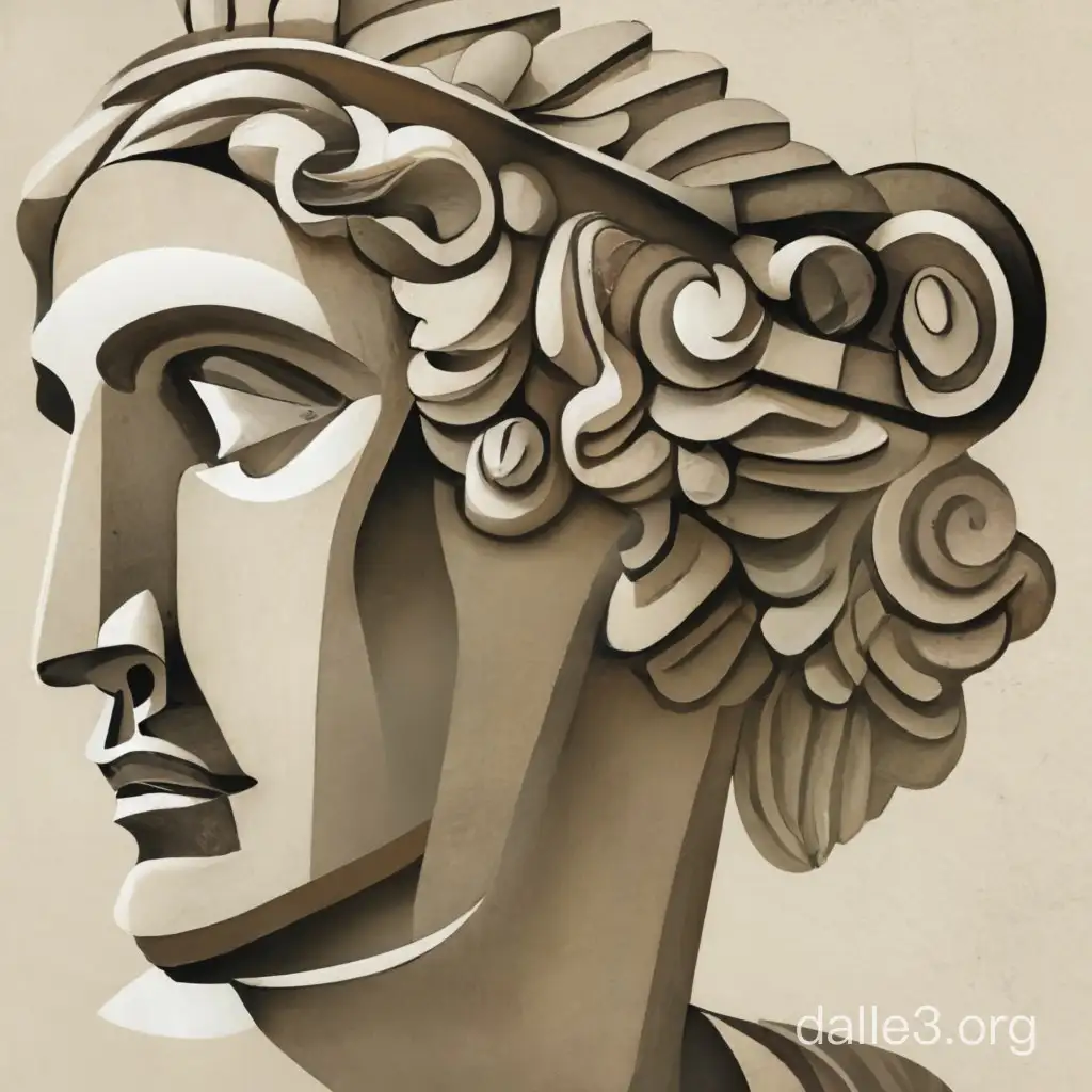 abstract sketch of an ancient Greek statue on white background