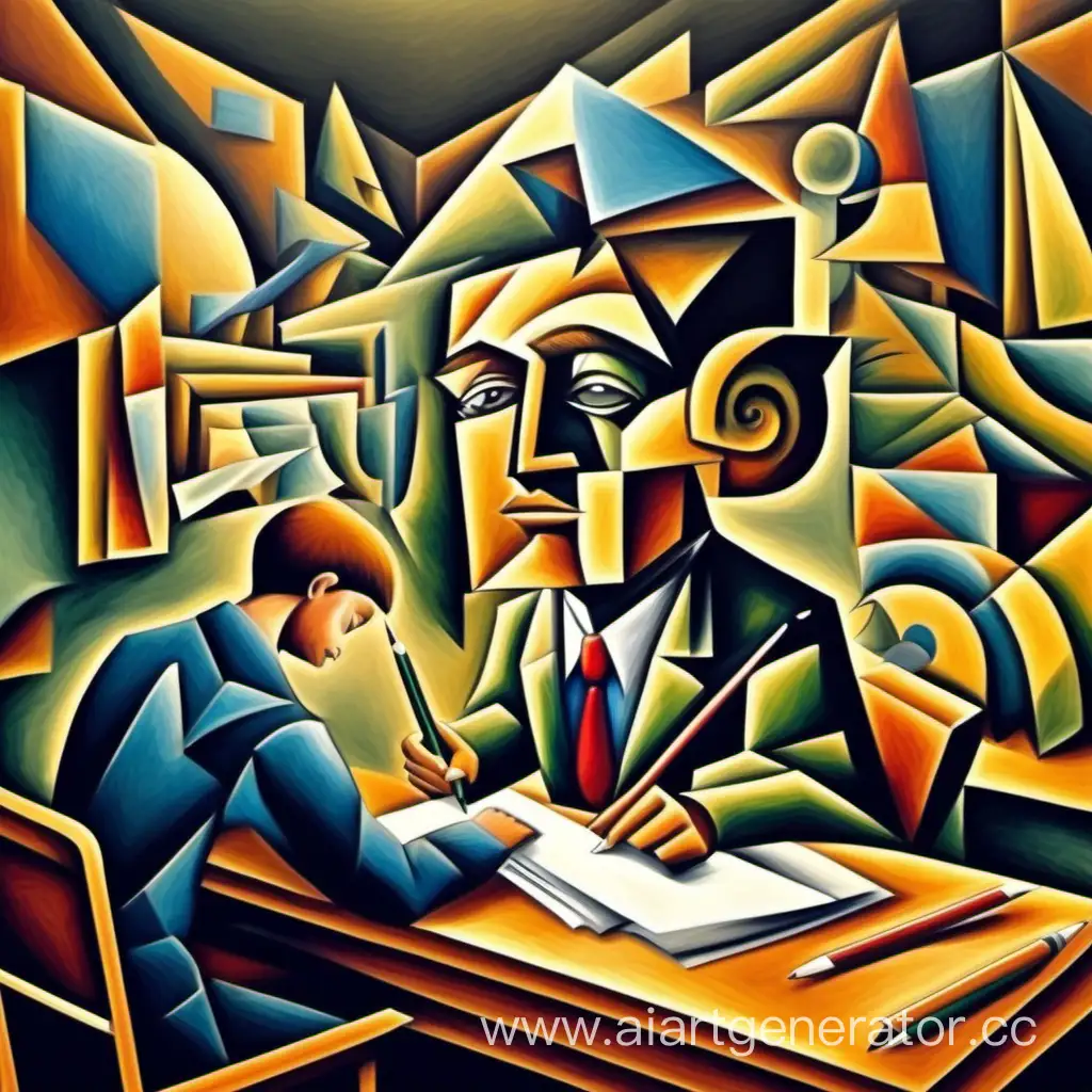 Student-Taking-Final-Exam-in-Cubism-Style