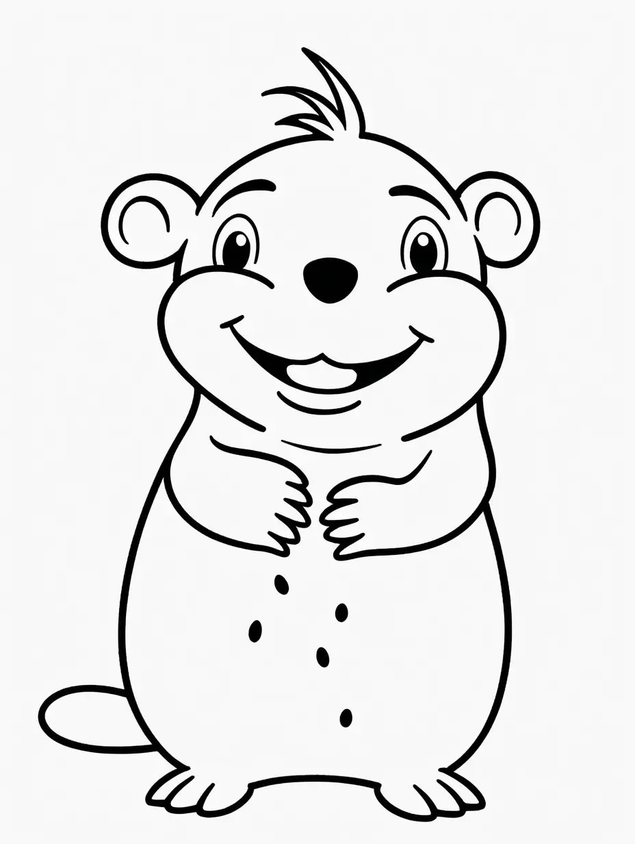Simple Cartoon Smiling Mole Coloring Page for 3YearOlds