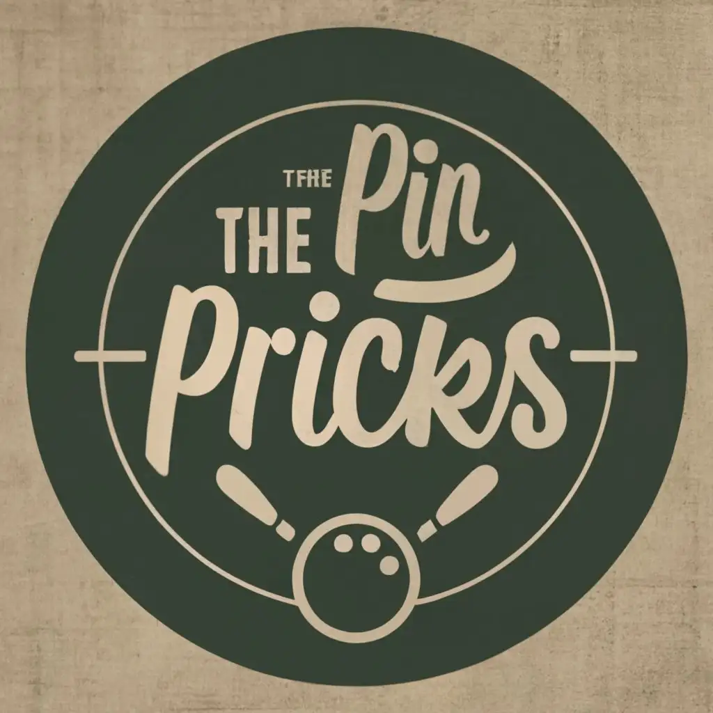 LOGO-Design-For-The-Pin-Pricks-Striking-Bowling-Ball-Theme-with-Creative-Typography
