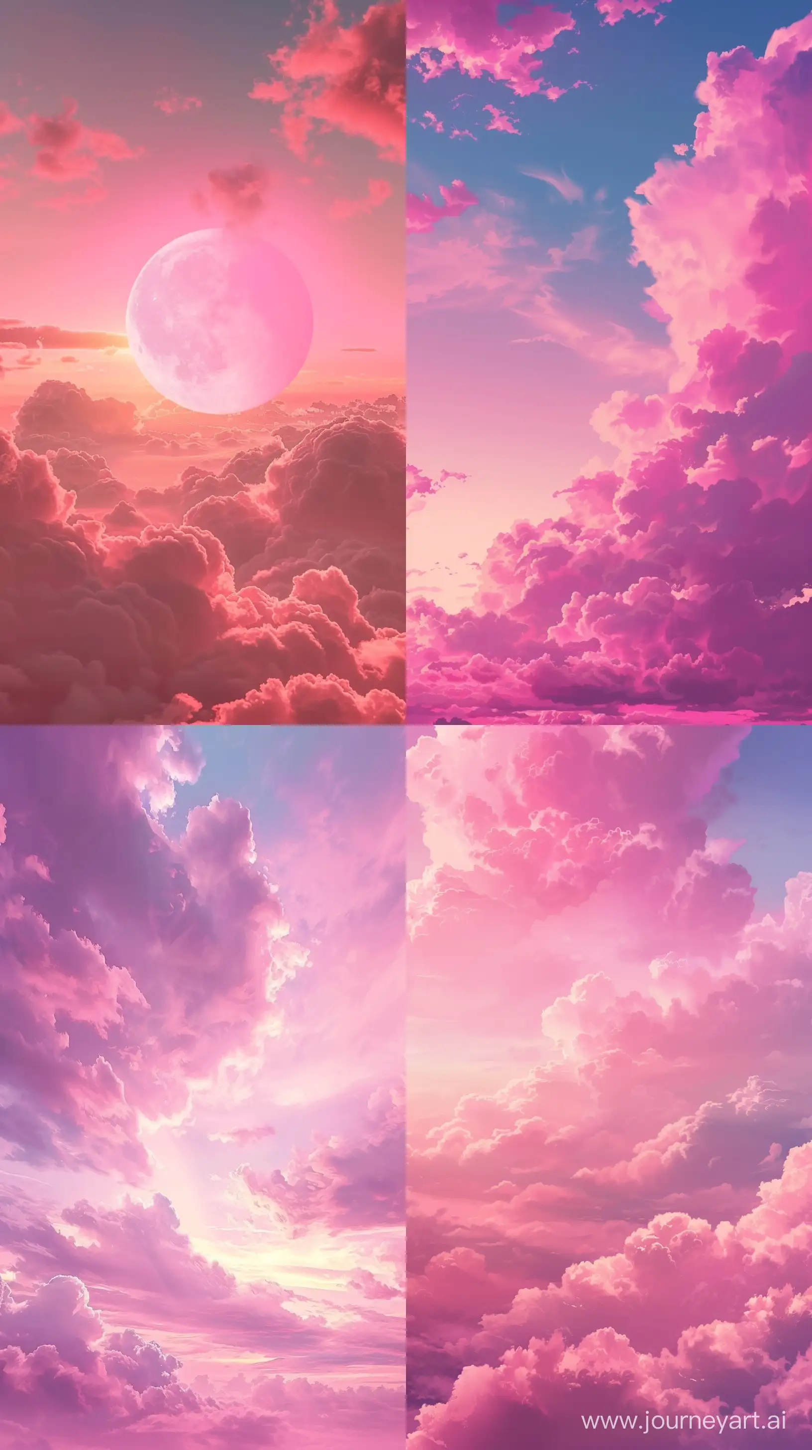beautiful realistic pink sky with art style, realistic, --ar 9:16