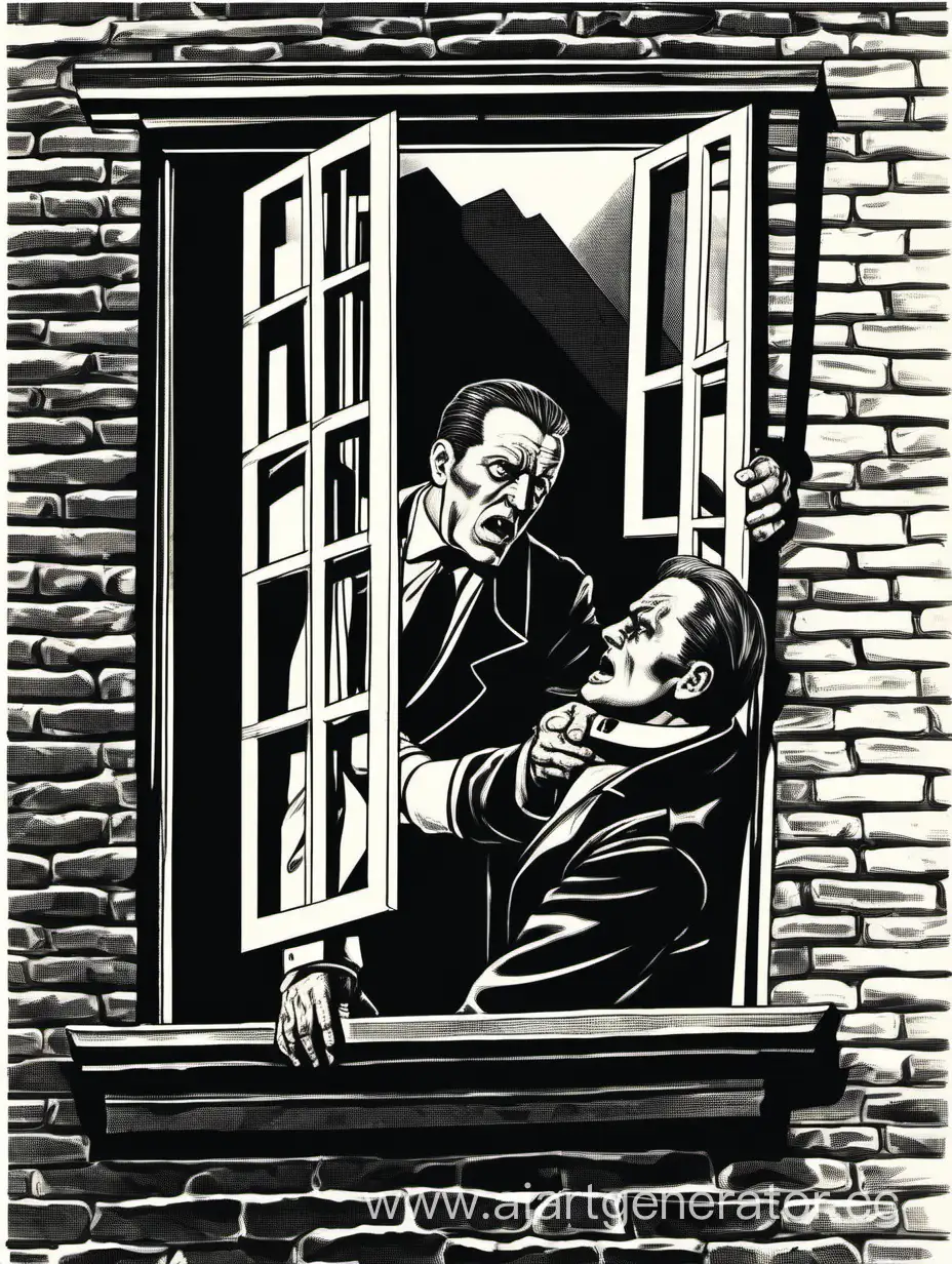 заключенный и полковник гестапо падают из окна вдвоем