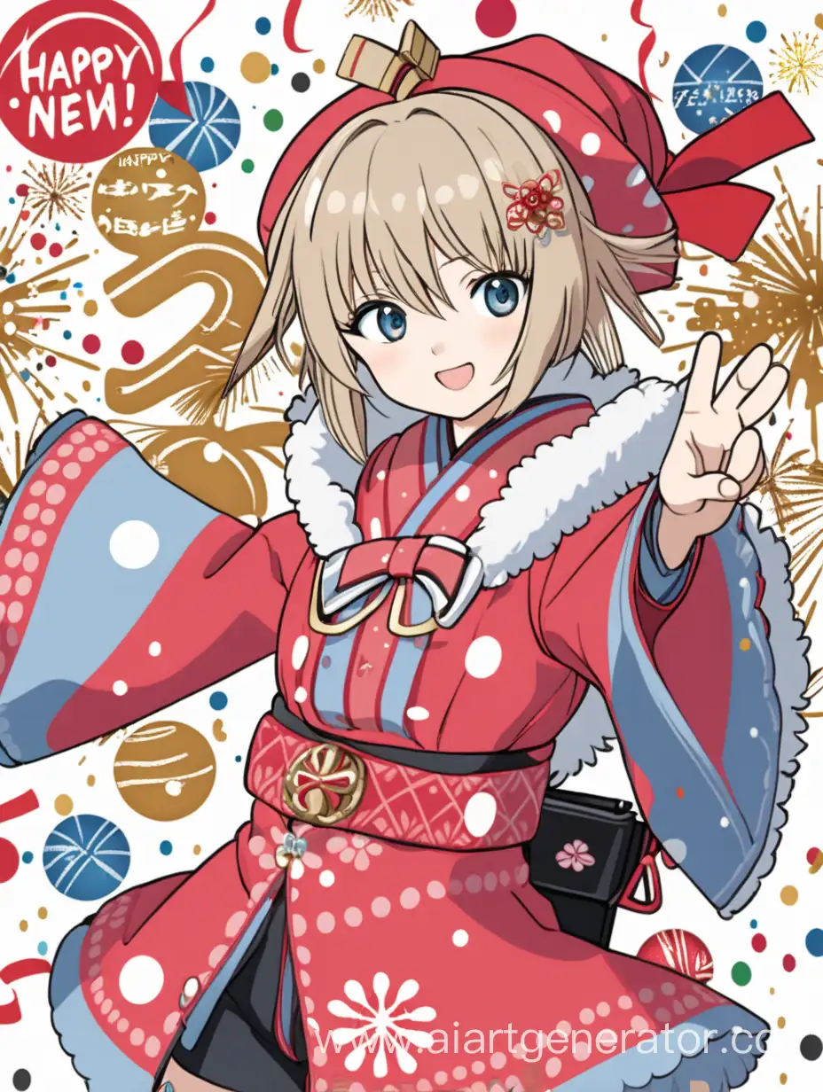 аниме персонаж в новогодней тематике 