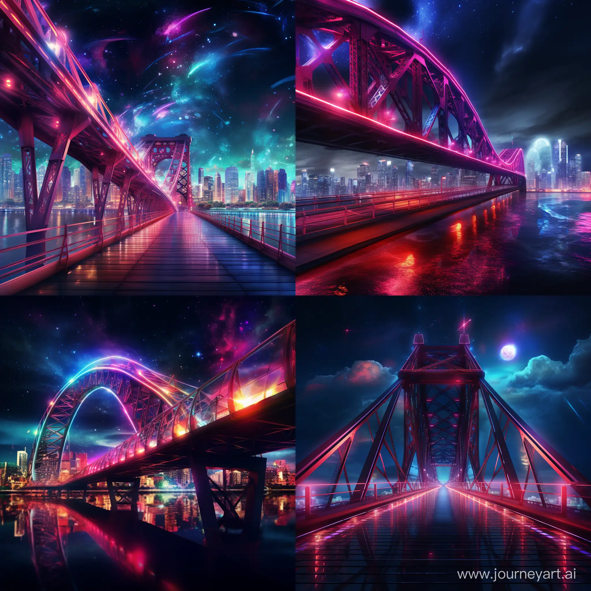 rgb neon bridge future photo realistic cinematic