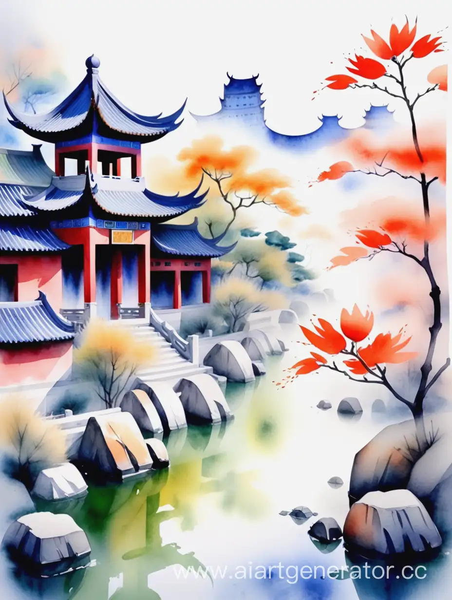 Serene-Watercolor-Chinese-Style-Landscape-Painting