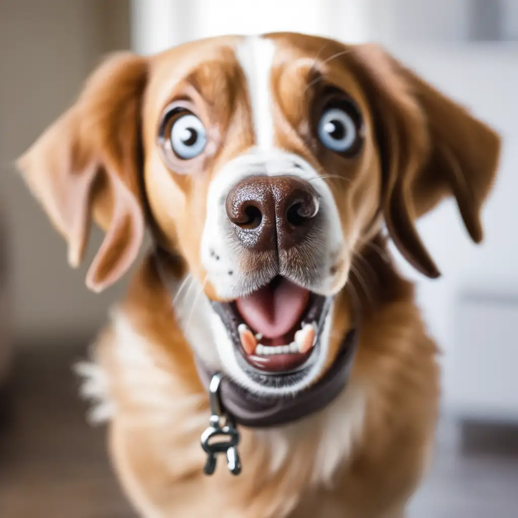 Surprised Dog with Playful Expression in Vibrant Setting