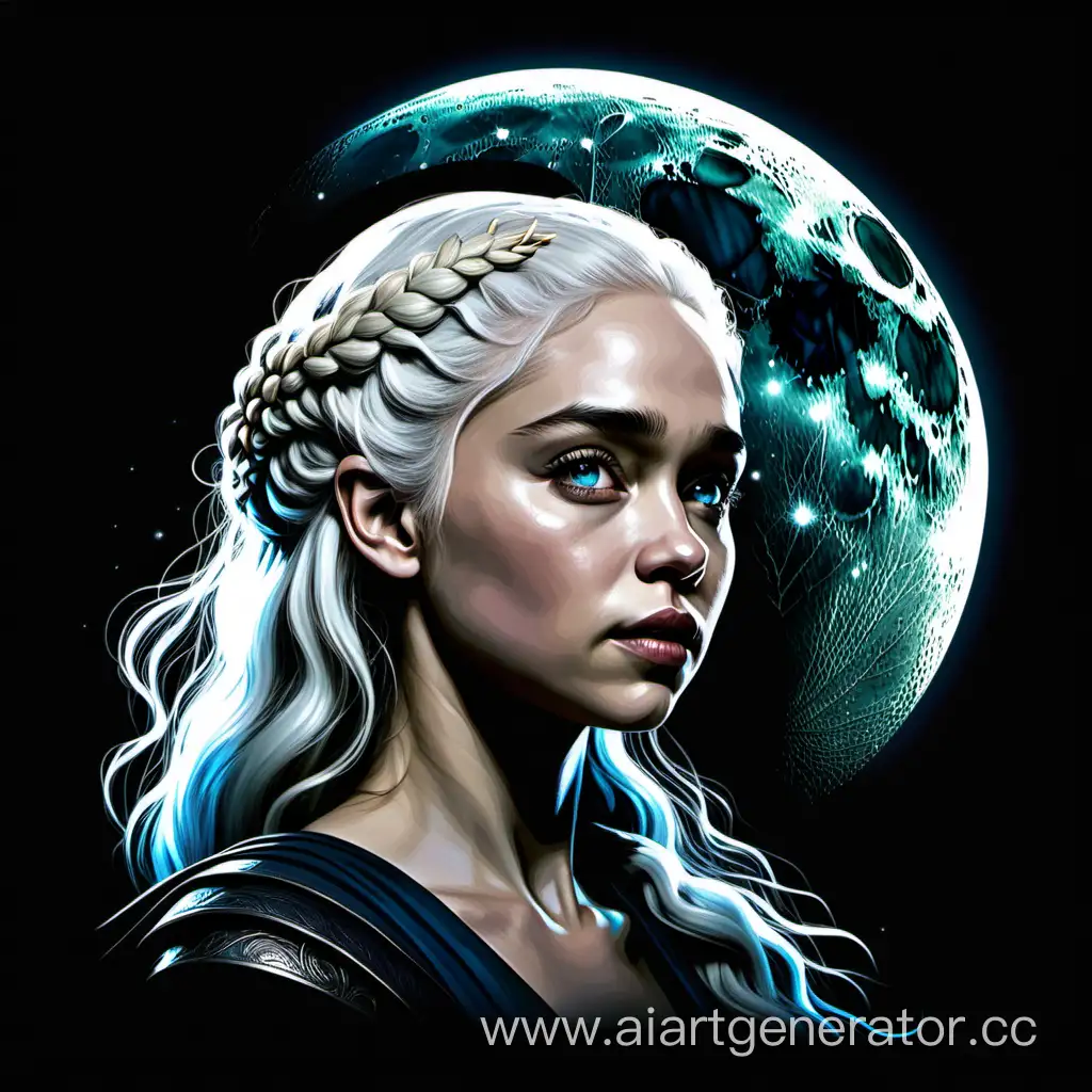 Аватарка красивой дейнерис таргариен с луной на черном фоне