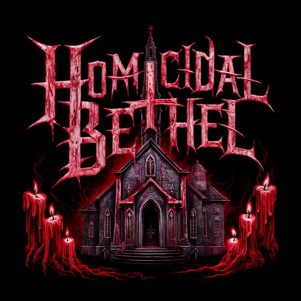 Sinister Bethel Logo Dark Typography on Blood Red Background